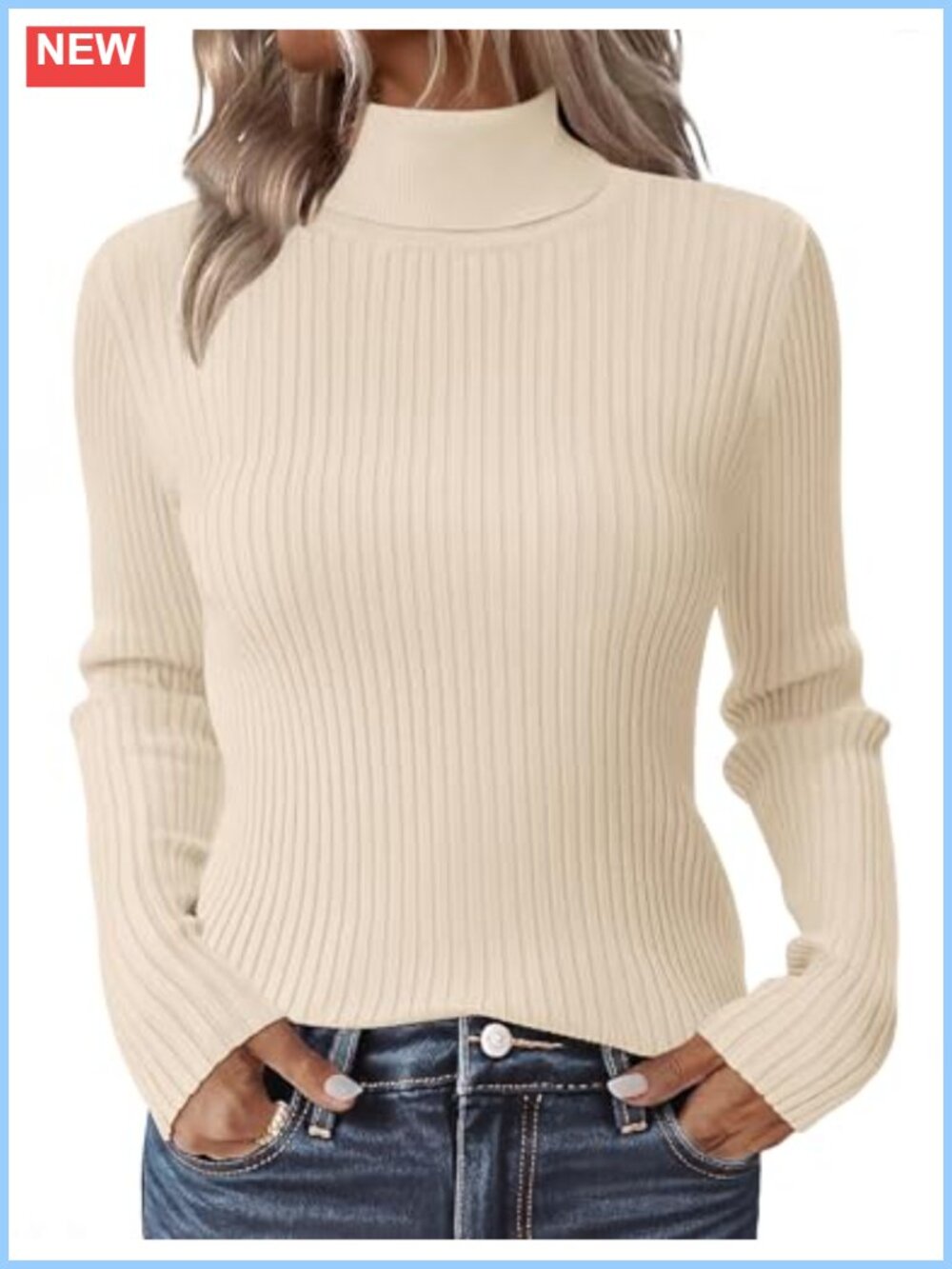 Ribbed Turtleneck Sweater Slim Fit Long Sleeve Pullover Layer Fall Winter